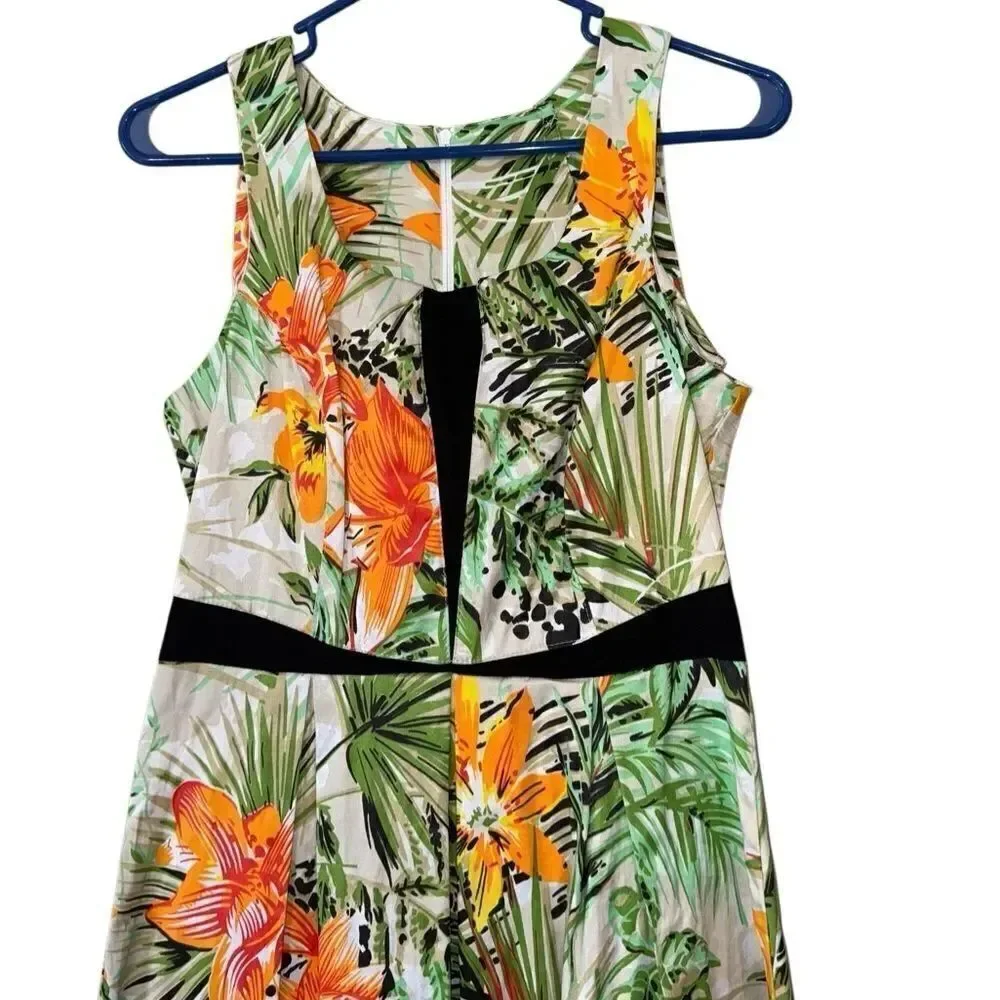 Women's Colorful Tropical Floral Dress Size Medium